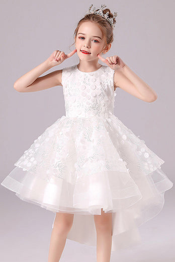 White high low hot sale flower girl dress