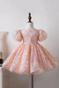 Load image into Gallery viewer, Blue A Line Puff Sleeves Sequins Girls Dresses