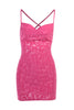 Load image into Gallery viewer, Lace-Up Back Fuchsia Bodycon Party Dress