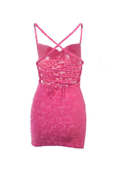 Lace-Up Back Fuchsia Bodycon Party Dress