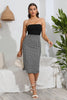 Load image into Gallery viewer, Strapless Plaid Bodycon Cocktail Dress with Slit