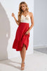 Load image into Gallery viewer, Red Strapless Summer Party Dress with Bow