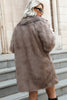 Load image into Gallery viewer, Khaki Midi Lapel Neck Women Faux Fur Coat