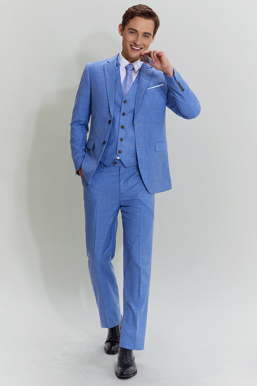 Men's 3-piece Two Button Sky Blue Tuxedo