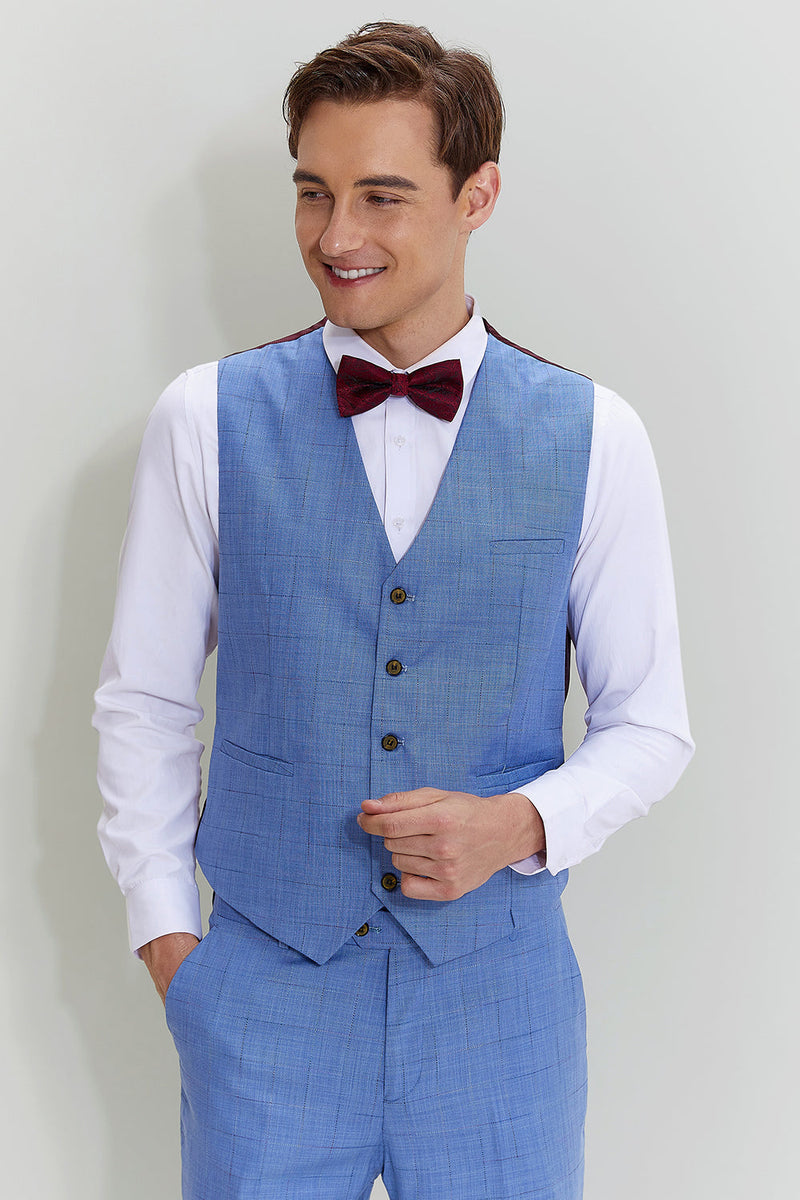 Load image into Gallery viewer, Men&#39;s 3-piece Two Button Sky Blue Tuxedo