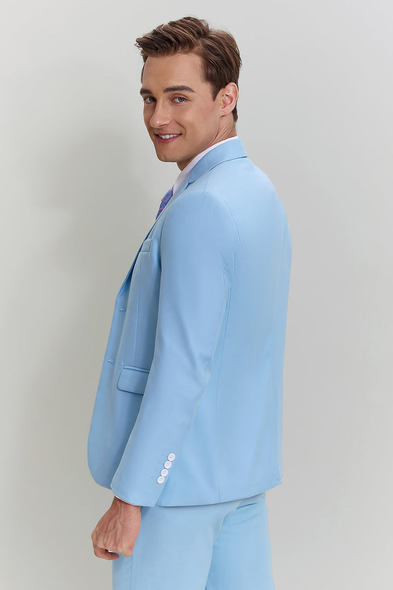 Load image into Gallery viewer, Sky Blue 3 Piece Notched Lapel Men&#39;s Modern Fit Suit