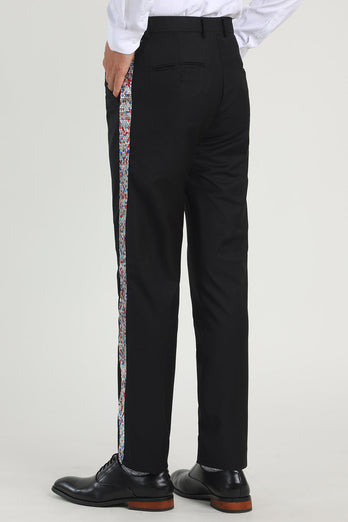 Black Straight Leg Men's Suits Pants with Beading