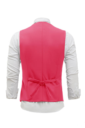 Fuchsia Single Breasted Shawl Lapel Men's Suit Vest