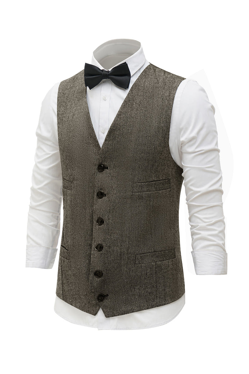 Load image into Gallery viewer, Coffee Single Breasted Shawl Lapel Men&#39;s Suit Vest