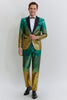 Load image into Gallery viewer, Gold Green Men&#39;s 2 Piece Notched Lapel Sequins Suits