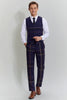 Load image into Gallery viewer, Men&#39;s 3 Piece One Button Navy Plaid Tuxedo