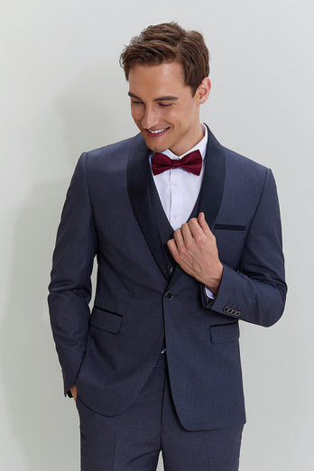 Men's Grey 3 Piece One Button Tuxedo