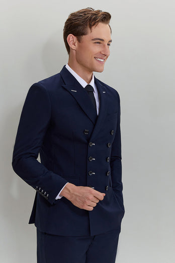 Men's Navy 2 Piece Double Breasted Suit