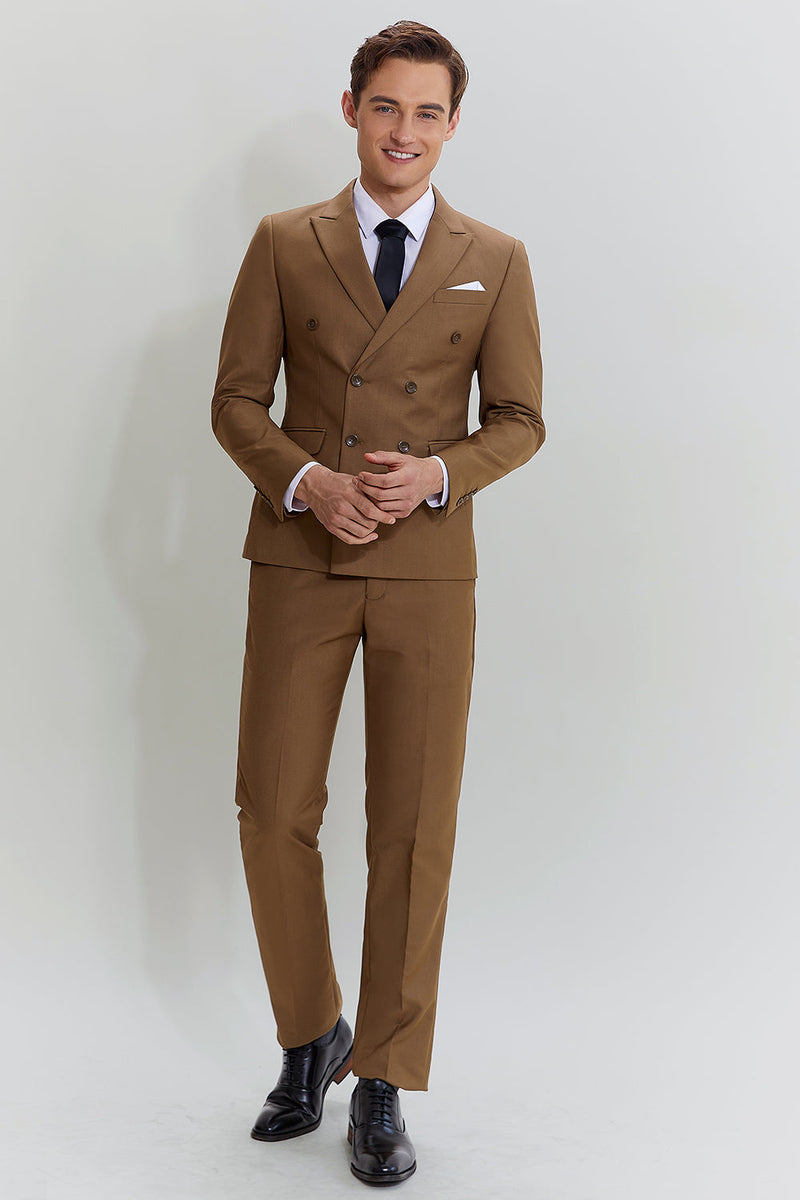 Load image into Gallery viewer, Khaki Men&#39;s 2 Piece Slim Fit Tuxedo &amp; Suit