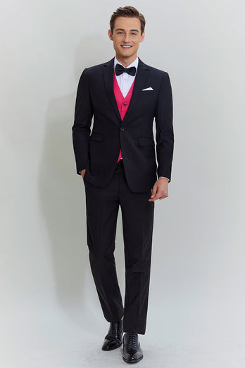 Black Pink 2 Piece Notched Lapel Men's Suits