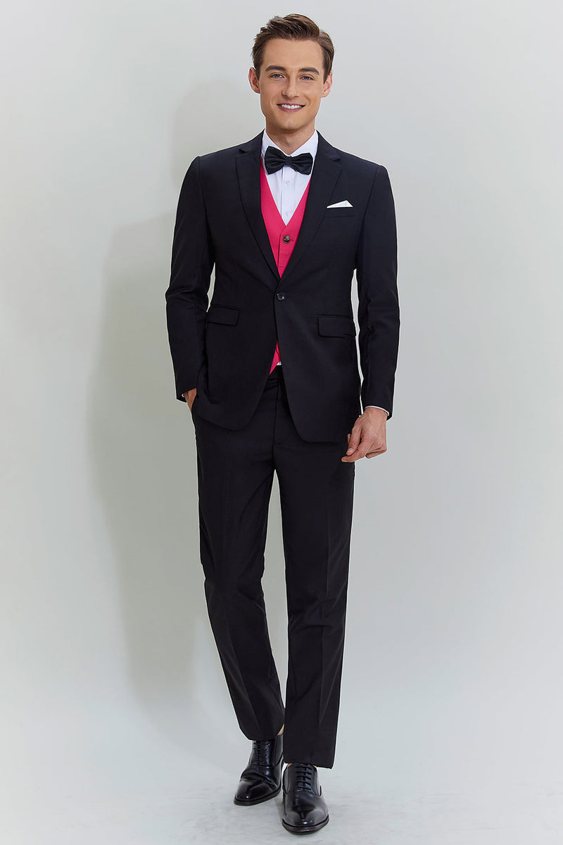 Load image into Gallery viewer, Black Pink 2 Piece Notched Lapel Men&#39;s Suits