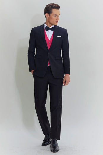 Black Pink 2 Piece Notched Lapel Men's Suits