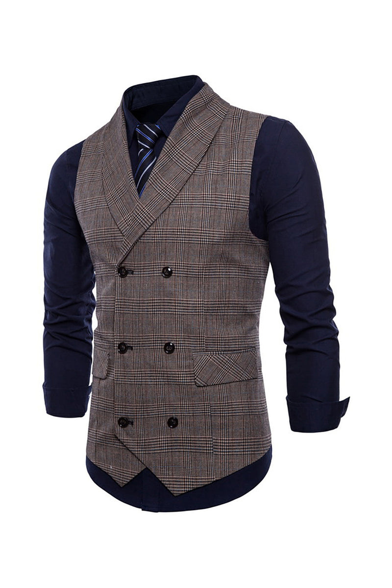 Load image into Gallery viewer, Grey Pinstripe Double Breasted Shawl Lapel Men&#39;s Suit Vest