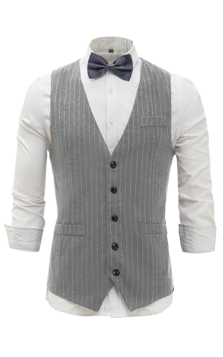 Load image into Gallery viewer, Black Pinstriped Shawl Lapel Men&#39;s Suit Vest