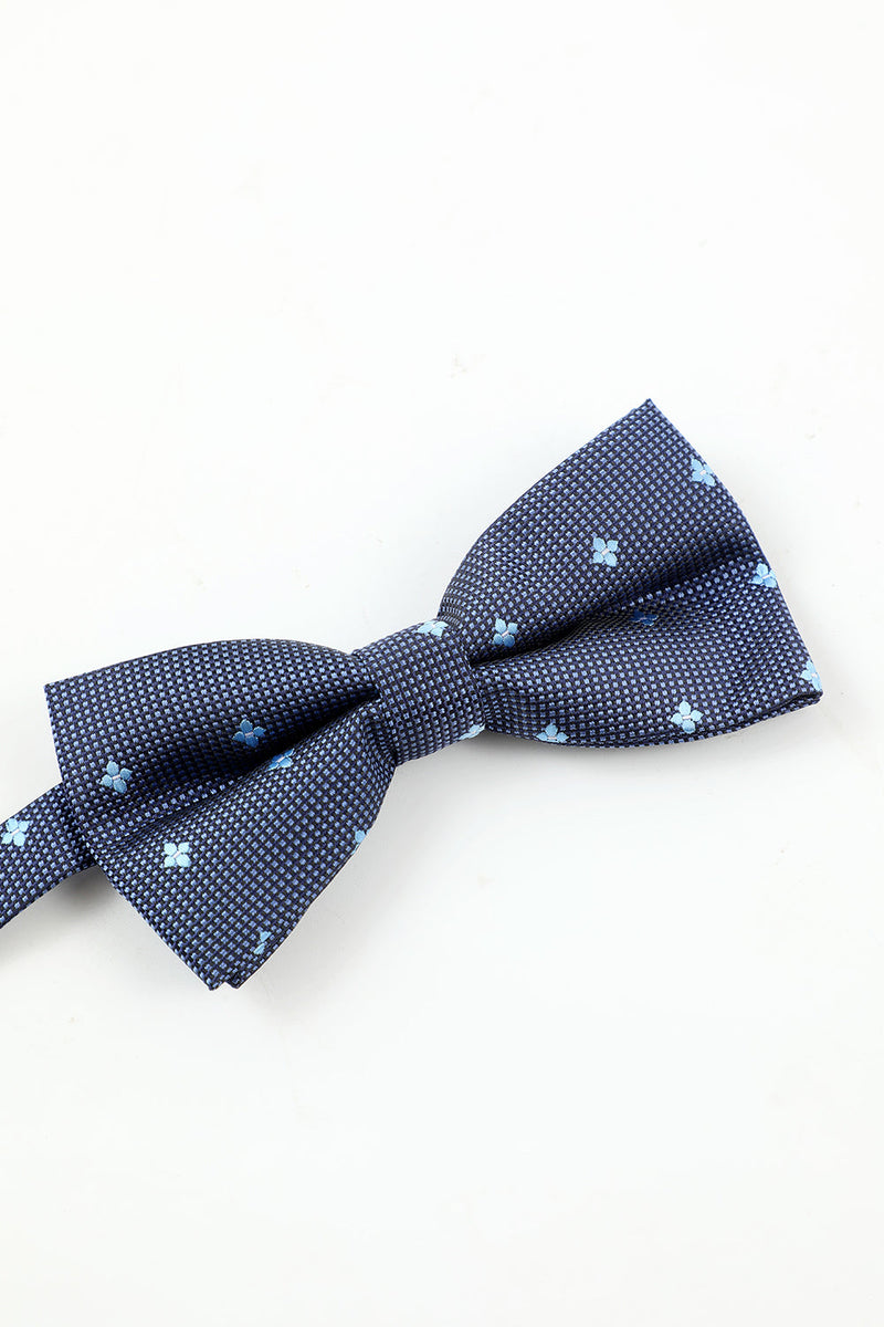 Load image into Gallery viewer, Navy Men&#39;s 5-Piece Accessory Set Tie and Bow Tie Pocket Square Flower Lapel Pin Tie Clip