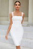 Load image into Gallery viewer, Bodycon White Cocktail Dress with Lace-up