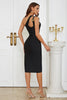 Load image into Gallery viewer, One Shoulder Black Cocktail Dress with Slit