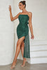 Load image into Gallery viewer, Green Sequins Strapless Cocktail Dress with Ruffles