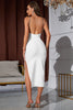 Load image into Gallery viewer, White Halter Backless Cocktail Dress With Slit