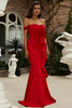 Load image into Gallery viewer, Mermaid Red Off the Shoulder Long Prom Dress With Ruffles