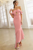 Load image into Gallery viewer, Blush Off the Shoulder Irregular Mermaid Prom Dress With Ruffles