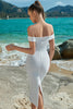 Load image into Gallery viewer, White Off the Shoulder Bodycon Cocktail Dress with Slit