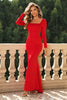 Load image into Gallery viewer, Square Neck Red Corset Prom Dress with Long Sleeves