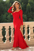 Load image into Gallery viewer, Square Neck Red Corset Prom Dress with Long Sleeves