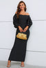 Load image into Gallery viewer, Mermaid Off The Shoulder Black Prom Dress with Puff Sleeves