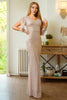 Load image into Gallery viewer, Glitter Mermaid Long Sleeves Apricot Prom Dress