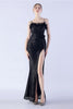 Load image into Gallery viewer, Black Spaghetti Straps Sheath Sequin Formal Dress with Feather