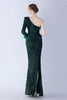 Load image into Gallery viewer, Mermaid One Shoulder Sequin Formal Dress With Feathers