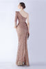 Load image into Gallery viewer, Mermaid One Shoulder Sequin Formal Dress With Feathers