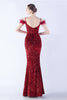 Load image into Gallery viewer, Mermaid Spaghetti Straps Sequin Formal Evening Dress With Feathers