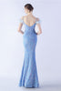 Load image into Gallery viewer, Mermaid Spaghetti Straps Sequin Formal Evening Dress With Feathers