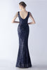 Load image into Gallery viewer, Lilac Mermaid V Neck Sequin and Beaded Ostrich Feathers Evening Dress With Slit