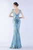 Load image into Gallery viewer, Lilac Mermaid V Neck Sequin and Beaded Ostrich Feathers Evening Dress With Slit