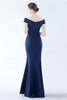 Load image into Gallery viewer, Navy Off the Shoulder Mermaid Crepe Formal Dress with Slit