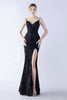 Load image into Gallery viewer, Glitter Mermaid Spaghetti Straps Beaded Symphony Black Formal Dress With Side Slit