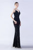 Load image into Gallery viewer, Glitter Mermaid Spaghetti Straps Beaded Symphony Black Formal Dress With Side Slit