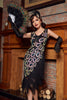 Load image into Gallery viewer, Burgundy Asymmetrical V Neck 1920s Flapper Dress