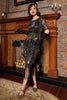 Load image into Gallery viewer, Blue Sequins Fringe Gatsby 1920s Dress with Sleeves