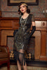 Load image into Gallery viewer, Black Golden 1920 Retro Sequin Dress