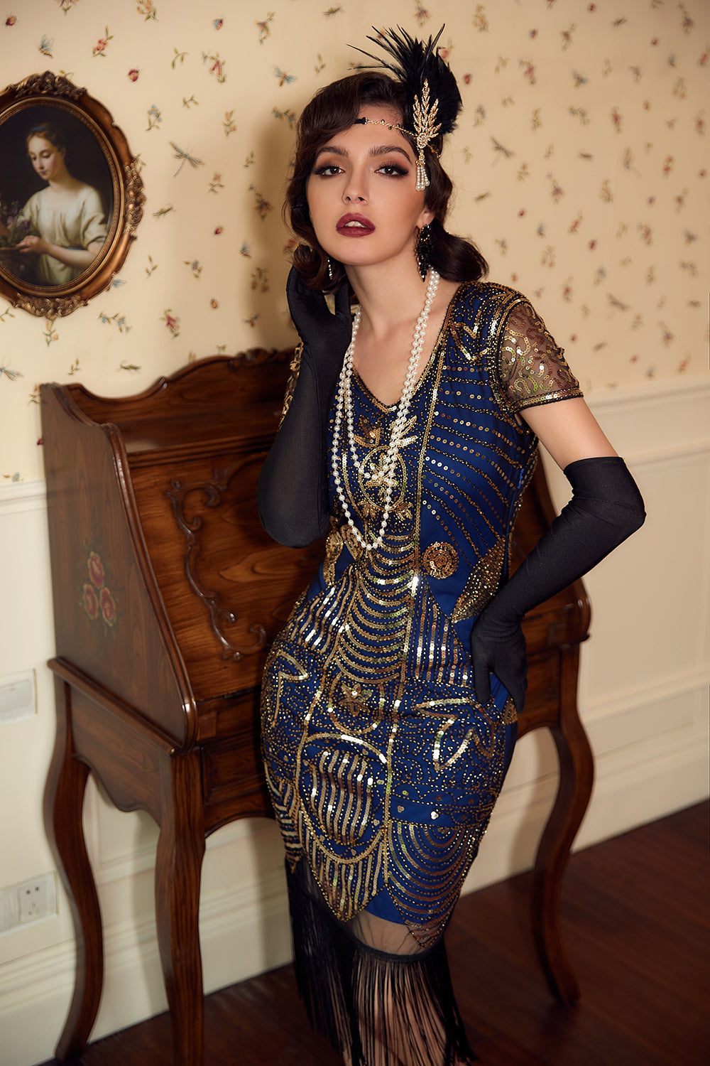 Blue 1920 Retro Sequin Dress