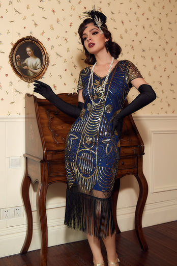 Blue 1920 Retro Sequin Dress